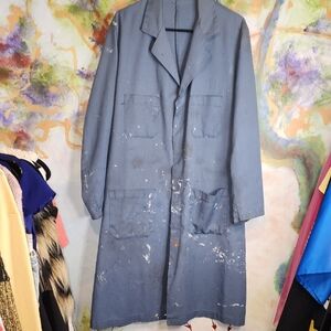 Wrangler Men's Paint-Splattered Blue Trench Coat
